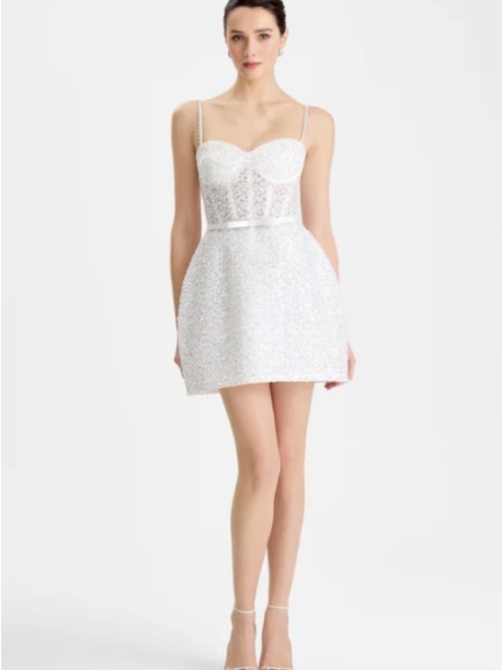 NADINE MERABI Alice Embellished Cocktail Mini Dress without belt